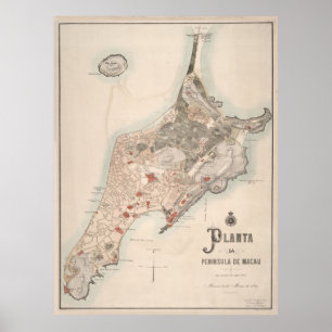 Macau China Map (1889) Poster
