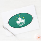 Macau Flag Oval Sticker (Envelop)