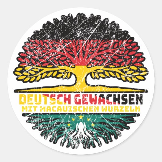 Macau Macauisch Deutsch Deutschland Baum Wurzel Ronde Sticker (Voorkant)