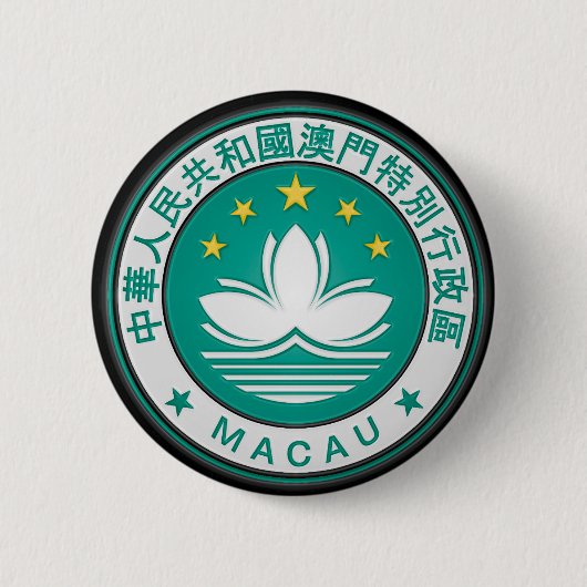 Macau Round Emblem Ronde Button 5,7 Cm (Voorkant)
