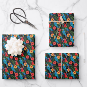 Macaw And Hibiscus Pattern Inpakpapier Vel