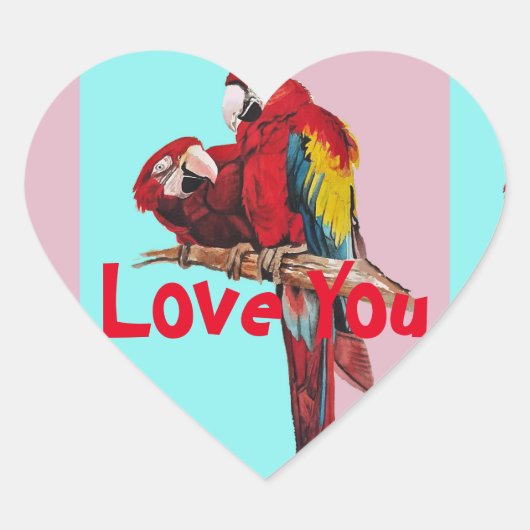 Macaw Bird des Red Parrot Painting Love Hart Sticker (Voorkant)