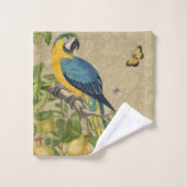 Macaw Blue Jaune Tropical Jungle Antique (Gant de toilette)