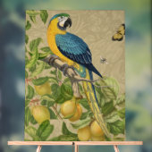 Macaw Blue Yellow Tropical Oerwoud Antiek Acryl Bord (Neutraal)