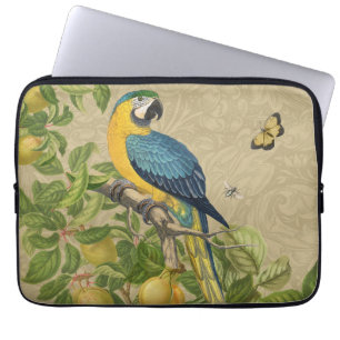 Macaw Blue Yellow Tropical Oerwoud Antiek Laptop Sleeve