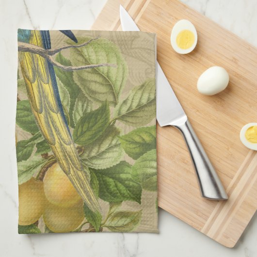 Macaw Blue Yellow Tropical Oerwoud Antiek Theedoek (Quarter Fold)