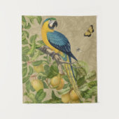 Macaw Blue Yellow Tropical Oerwoud Antiek Wandkleed (Voorkant)