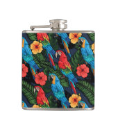 Macaw en Hibiscus Pattern Heupfles (Voorkant)