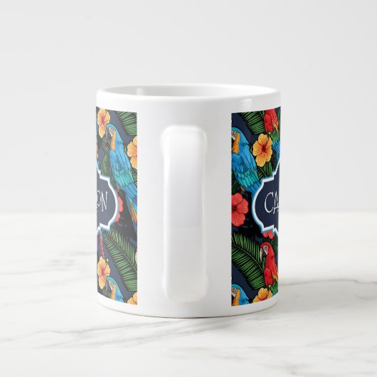 Macaw en Hibiscus Pattern | Jouw namen toevoegen Jumbo Beker (Achterkant)