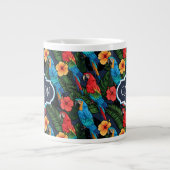 Macaw en Hibiscus Pattern | Jouw namen toevoegen Jumbo Beker (Voorkant)