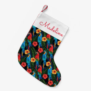 Macaw en Hibiscus Pattern   Jouw namen toevoegen Kleine Kerstsok