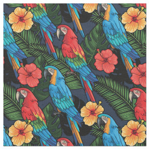 Macaw en Hibiscus Pattern Stof