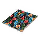 Macaw en Hibiscus Pattern Tegeltje (Zijkant)