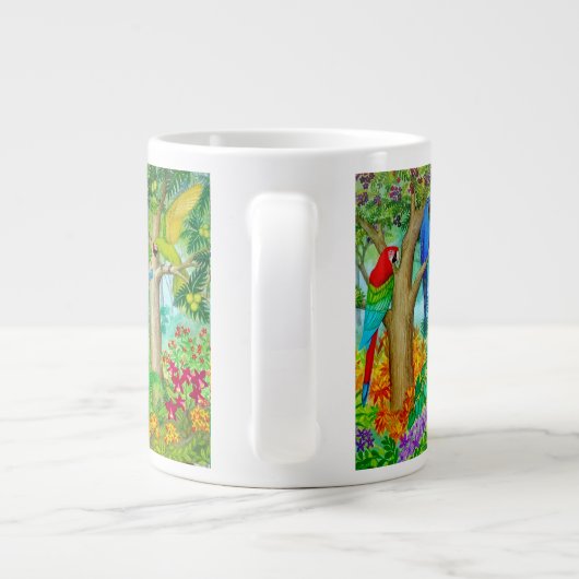 Macaw Parros Jungle Art Jumbo Mug (Dos)