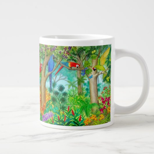 Macaw Parros Jungle Art Jumbo Mug (Droite)
