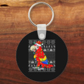 Macaw Parrot Christmas Lights Ugly Sweater Funny B Sleutelhanger (Voorkant)