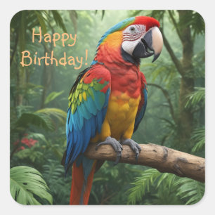 Macaw Parrot in het Oerwoud Vierkante Sticker