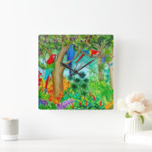 Macaw Parrot Jungle Art Horloge murale (Maison)