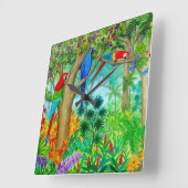 Macaw Parrot Jungle Art Horloge murale (Angle)