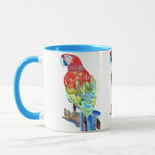 Macaw Parrot oiseaux colorés Aquarelle Mug Bleu