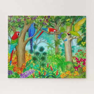 Macaw Parrot Tropisch Oerwoud Jigzaag Puzzle Legpuzzel