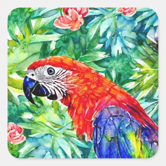 Macaw Parrot Vierkante Sticker (Voorkant)
