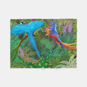 Macaw Parrots in Oerwoud Fleece Blanket Deken
