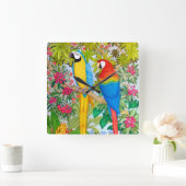 Macaw Parrots Oiseaux tropicaux Horloge murale (Maison)