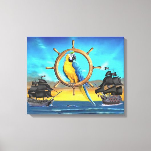 MaCaw Piraat Papegaai Canvas Afdruk (Voorkant)
