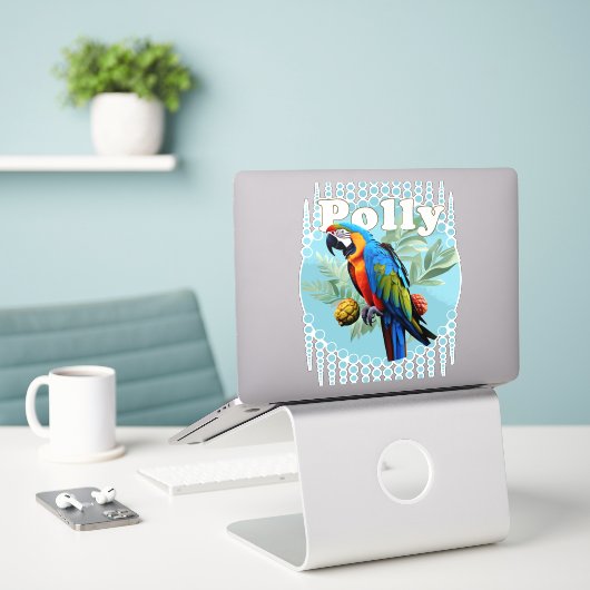Macaw Sticker (Laptop op bureau)