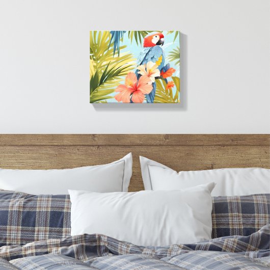 Macaw Tropical Solitude Canvas Afdruk (Insitu (Slaapkamer))