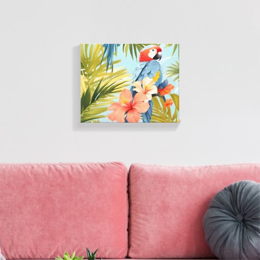 Macaw Tropical Solitude Canvas Afdruk (Insitu (Woonkamer))