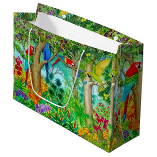 Macaw Tropisch Oerwoud Gift Bag Groot Groot Cadeauzakje