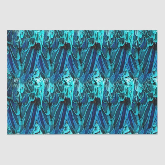 Macaw vether design in blauw, waterverf abstract tissuepapier (Voorkant)