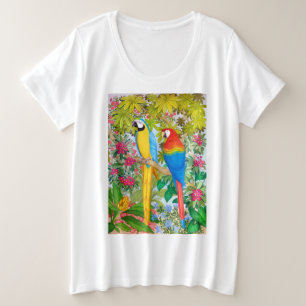 Macaw Waterverf parrots plus grootte T-shirt