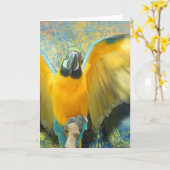 Macaw Wenskaart Kaart (Gele Bloem)