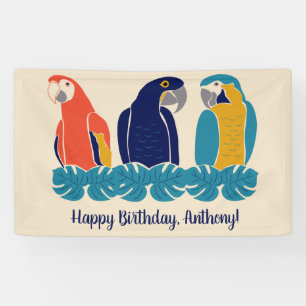 Macaws Illustraties Tropische Geachte Partij Spandoek