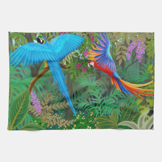 Macaws in het Midden-Amerikaanse Oerwoud Kitchen T Theedoek (Horizontaal)