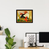 "Macaws & Panther" Stark Davis Art Deco Print (Thuiskantoor)