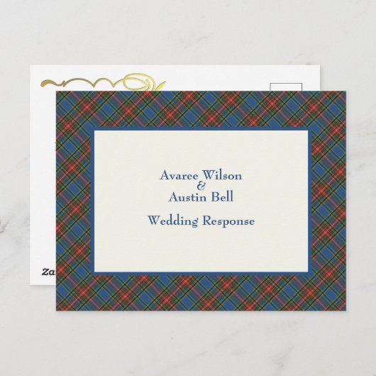 MacBeth Tartan Briefkaart Wedding Response (Voorkant / Achterkant)