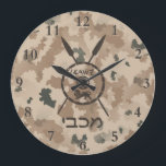 Maccabee Shield And Spears - Desert<br><div class="desc">A military brown "subdued" style depiction of a Maccabee's shield and two spears on a desert camo background. The shield is adorned by a lion and text reading "Yisrael" (Israel) in the Paleo-Hebrew alphabet. Modern Hebrew text reading "Maccabee" also appears. The Maccabees were Jewish rebels who freed Judea from the...</div>