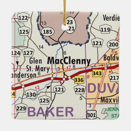 MacClenny Florida Map Keramisch Ornament (Achterkant)