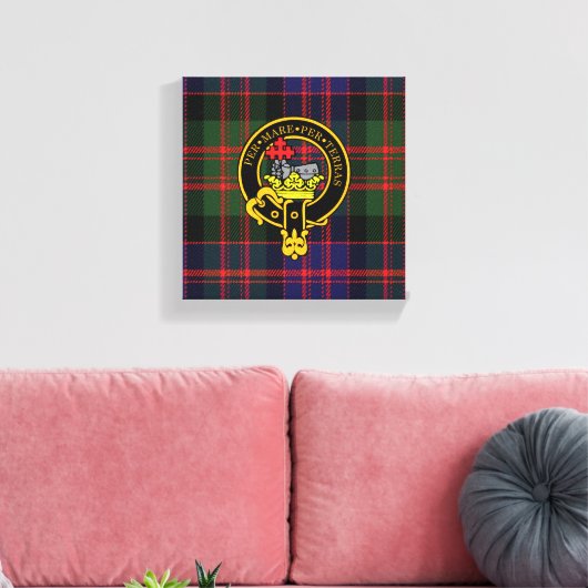 Macdonald Scottish Crest en Tartan Canvas print (Insitu (Woonkamer))