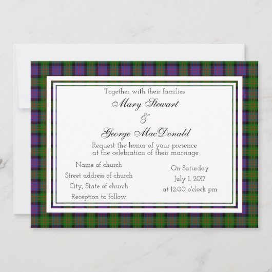MacDonald Scottish Wedding Invitation Kaart (Voorkant)