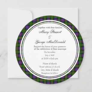 MacDonald Scottish Wedding Round Invitation Kaart