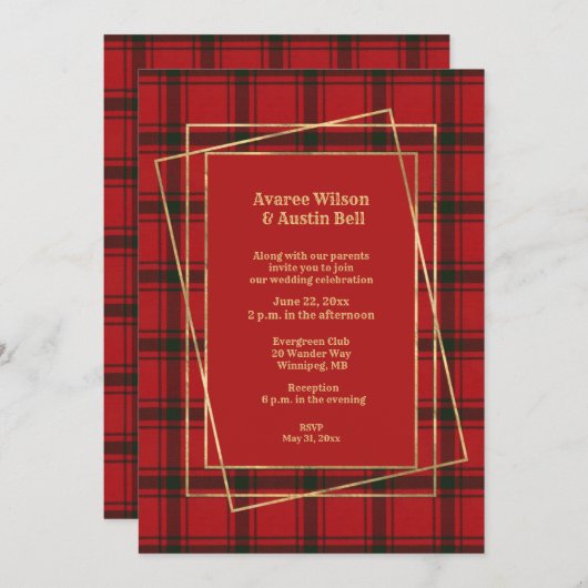 MacDonald Sleet Moderne avec Gold Frame Invitation (Devant / Derrière)