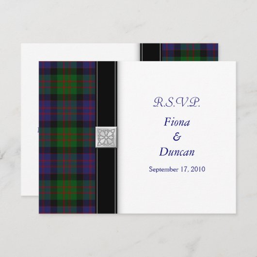 MacDonald Tartan Keltische Huwelijksreactiekaart RSVP Kaartje (Voorkant / Achterkant)