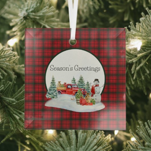 MacDonald van Isles Red Modern Scottish Tartan Glas Ornament (Insitu)