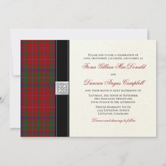 MacDougal MacDougall Tartan Wedding Invitation Kaart (Voorkant)