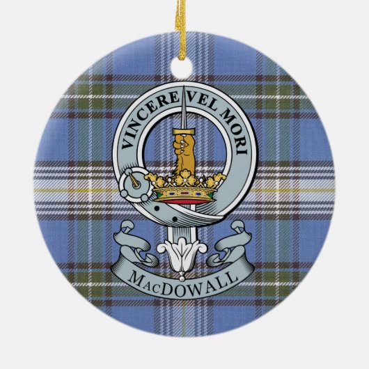 MacDowall Crest + Tartan Circle Ornament (Achterkant)